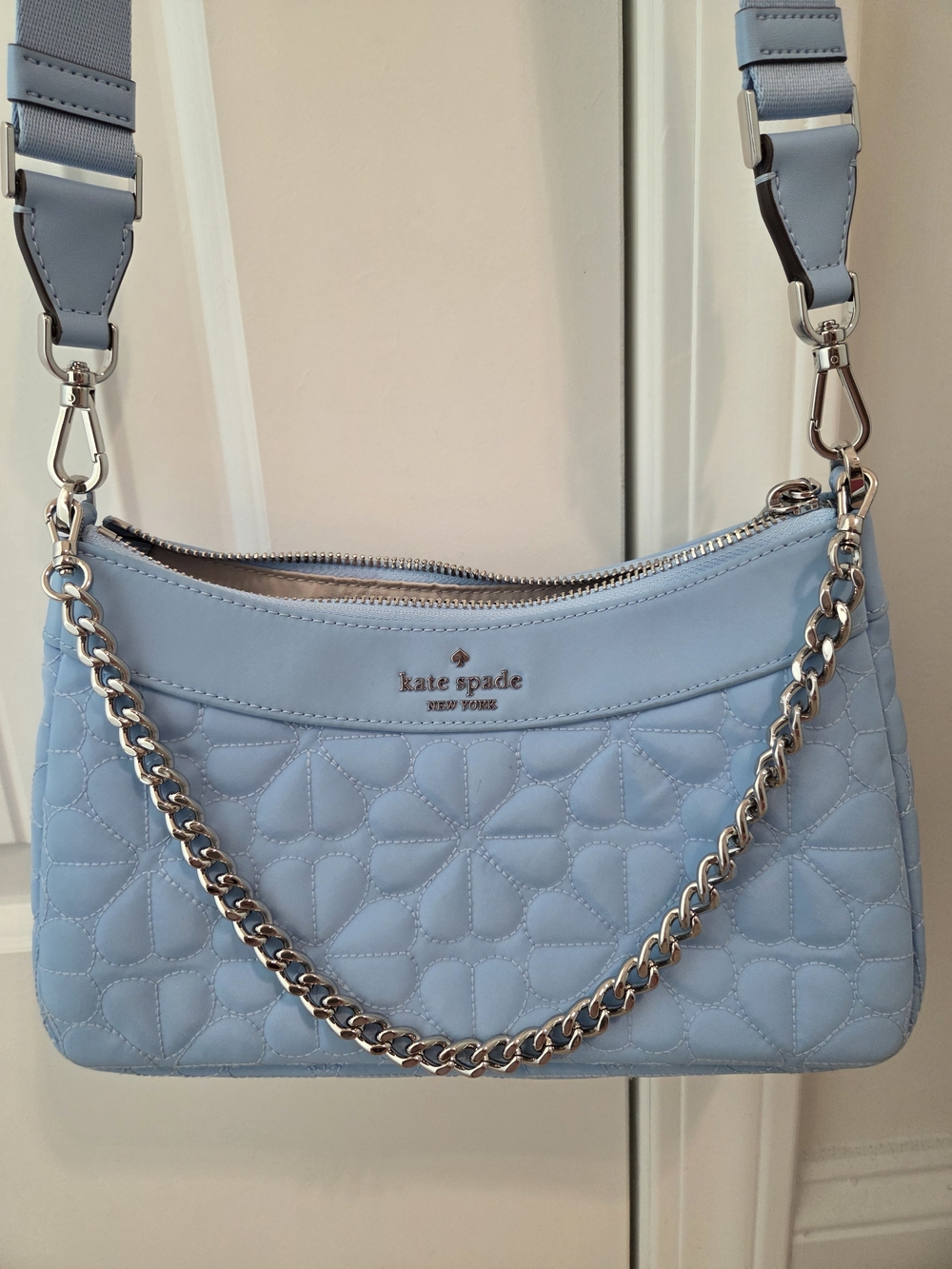 kate spade Quilted Sky Blue Shoulder Bag with Chain Strap